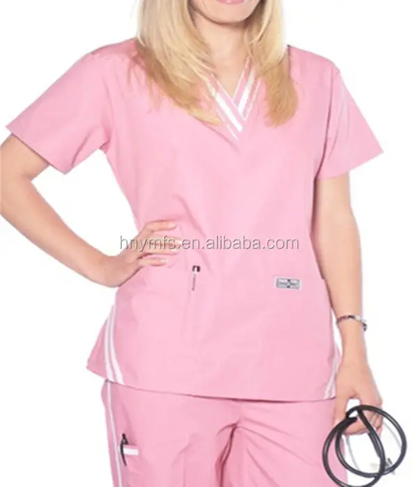 Seragam Salon kecantikan tunik wanita, Scrub seragam rumah sakit tenun wanita, set Scrub seragam perawat Logo pelanggan