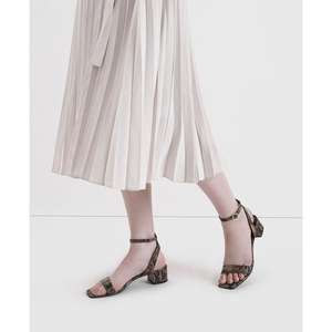 最新夏季设计时尚女性蛇纹印花块状高跟鞋凉鞋PU鞋垫踝带女鞋尖头缓冲 - Product Image 3