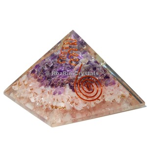 Commander En Ligne pour Rose Quartz Et Améthyste Avec Spirale Pyramide D'orgone | Améthyste Avec Spirale Pyramide D'orgone - Product Image 1