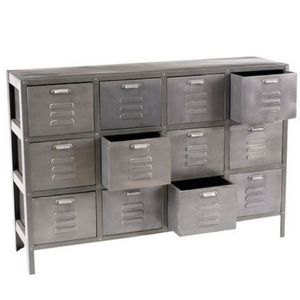 Commode industrielle et vintage à 5+ tiroirs en fer gris rouillé noir, meuble écologique pour appartement, salon, style ferme, pour usage domestique - Product Image 1