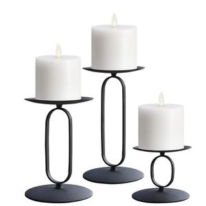 Excellent Quality Modern Matte <b>Black</b> <b>Pillar</b> <b>Candle</b> <b>Holders</b> Set of 3 - Product Image 1
