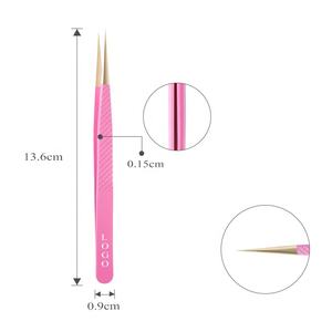 Qualité professionnelle Pointe personnalisée Volume Extensions de cils Pince à épiler Pointe pointue en acier inoxydable Marque privée OEM - Product Image 2