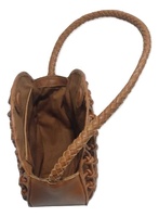 Bolso Tote de Cuero Genuino con Logotipo Personalizado, Estilo Casual para Mujer, con Tejido de Macramé y Forro de Poliéster