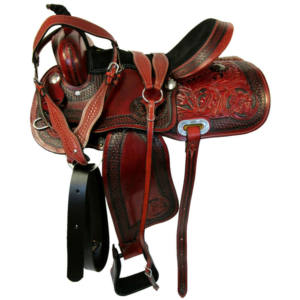 Barril de cuero prémium para carreras, conjunto de sillín de caballo occidental, tachuelas (talla de asiento de 14 "-18"), disponible en varios colores y tamaños - Product Image 1