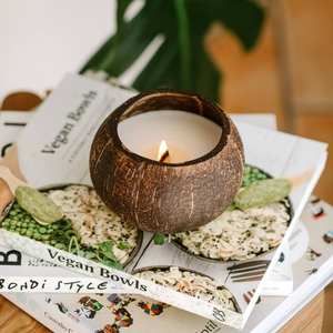 Bol à bougies en coquille de noix de coco, pour bougie avec Logo Laser gravé fabriqué à l'extérieur au Vietnam, eco 2go - Product Image 2