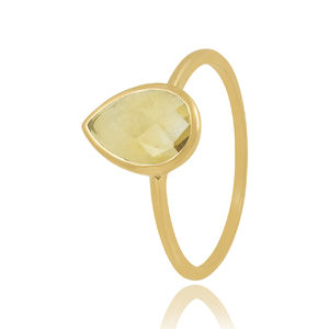 Joyería de anillo de piedras preciosas citrino natural de Plata de Ley 925 chapado en oro de moda - Product Image 2