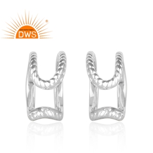 Indien martelé sculpté 925 argent fendu tige oreille manchette boucle d'oreille pour les femmes cadeau pour sa Collection classique - Product Image 3