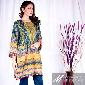 ชุดคุर्ตา/คุर्ติ ผ้าลอน ลายปักดิจิตอล สำหรับฤดูร้อน รุ่น Ladies Masoori MP-A083 บริการ OEM เสื้อผ้าอินเดีย-ปากีสถาน ดีไซน์หรูหรา - Product Image 3