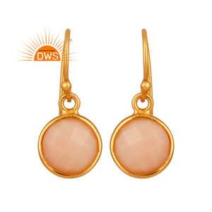Natural Pink <b>Opal</b> Gemstone <b>Earring</b> Jewelry Manufacturer Yellow Gold Plated Pure 925 Silver Drop <b>Earrings</b> - Product Image 1