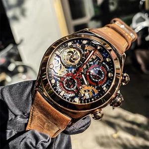 Montres de sport pour hommes Reef Tiger avec cadran squelette chronographe Date trois compteurs <span class=keywords><strong>montre</strong></span> en acier lumineuse RGA792 - Product Image 1