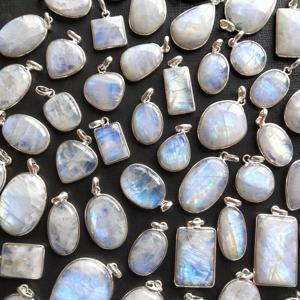 Pendientes de aro de oro con piedra lunar, piedras de cristal para fabricación de colgante, joyería de piedra lunar de lujo, colgante de acero, cuentas de 8mm - Product Image 1