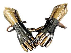 Guantes de acero Knight Crusader, par de armadura, con detalles de latón, medievales - Product Image 6