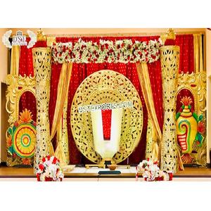 Decoración elegante para eventos, escenario dorado de boda, pilares de oro increíble, escenario de recepción de boda, ceremonia de matrimonio, decoración para escenario - Product Image 1