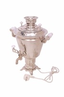 Ensemble de Pots à eau et verres électriques, de style Samovar, en laiton plaqué argent et acier inoxydable