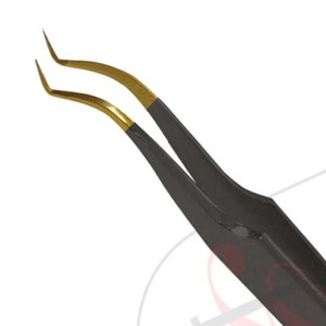 V-Bent 45deg แหนบต่อขนตา,แหนบต่อขนตา V-Shape 745deg โค้งงอฉลากส่วนตัวสีทองและสีดำ - Product Image 3