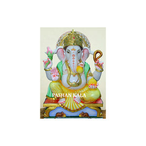 หินอ่อนสีขาวพระพิฆเนศรูปปั้น - Product Image 1