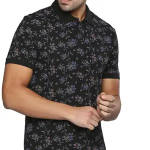 New Trend Fashion Full Printed Mens T-shirts Casual Polo Neck All over Printed High Quality Combed Cotton Tshirt Polo T shirt