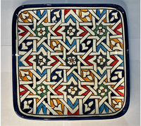Assiettes à dîner en céramique, poterie marocaine faite à la main, 8 pouces, carrées, décoratives