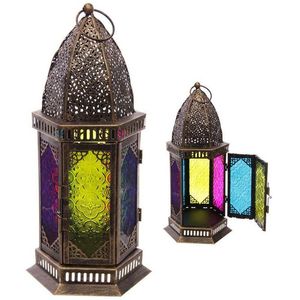 Lanterne hexagonale décorative en métal et en verre, nouveau modèle, fait à la main, style marocain, pour décoration intérieure, de très bonne qualité - Product Image 1
