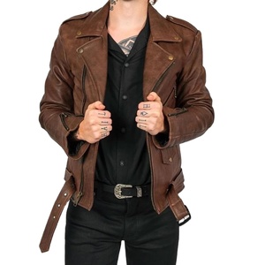 Blouson d'hiver en cuir Vintage homme, col montant, à la mode, personnalisé, vente en gros - Product Image 1