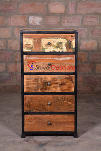 Grande commode industrielle vintage en vrac, grande commode de rangement, tiroirs en bois, coffre en métal pour la maison, le salon ou les meubles d'hôtel, vente en gros en gros - Product Image 6