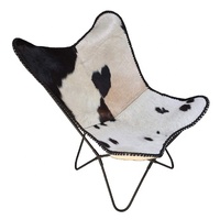 Silla de mariposa de cuero cosido, hecha a mano, Vintage Industrial, para sala de estar, gran oferta, 2019