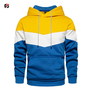 Pull à capuche en polaire 100% coton pour hommes, Top de mode, vêtement quotidien décontracté, design Patchwork multicolore, très tendance, pour la saison d'hiver - Product Image 1