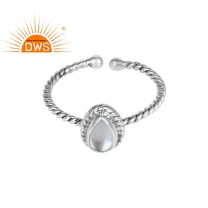 Anillo de Plata de Ley 925 con gema de perla Natural, joyería hecha a mano, para niñas - Product Image 1