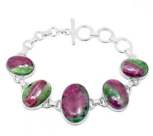 Ruby Zoisite <b>Awesome</b> 925 Sterling Silver Natural Gemstone Bracelet Handmade Jewelry Wholesale Price OEM Drop Shipping Available - Product Image 1