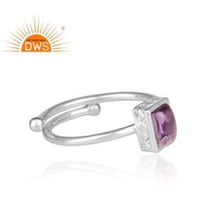 Anillo de piedras preciosas de amatista, joyería hecha a mano, de diseño de plata fina 925 - Product Image 3