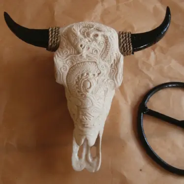Hot Selling künstliche Kuh Schädel Kopf Ornament Carving Natural