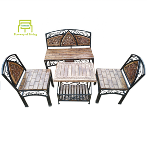 Bộ Sân Vườn Bằng Gỗ Rèn Truyền Thống, Bộ Sofa Phòng Khách, Bàn Cà Phê, Sân Cỏ Khách Sạn - Product Image 1