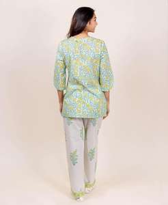 New Made in India <b>Summer</b> Women Flower Top Printed Satin Round Neck 3\4 <b>Sleeve</b> Too Pocket for Sweet Woman Night <b>Dress</b> - Product Image 3