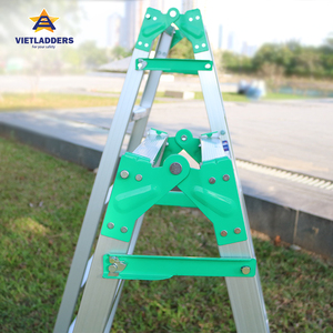VIETLADDERS NKY-5C Aluminum Industrial Folding Ladder 4 Steps 6FT Extended Height <b>Portable</b> Manual <b>Lock</b> 150kg Capacity 6063T5 - Product Image 2