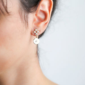 Boucles d'oreilles breloques disque en plaqué or, bijoux pour femmes, fait à la main, en argent Sterling 925, vente en gros - Product Image 2