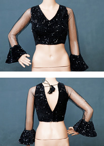 Blusa de estilo indio para mujer, blusa de trabajo con bordado de secuencia, ropa de fiesta de diseñador de boda - Product Image 6