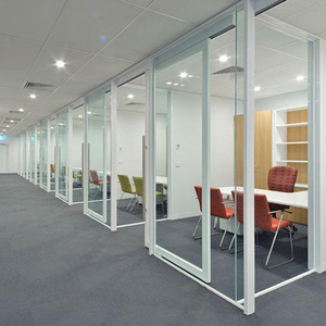 Cloisons pliantes amovibles en verre trempé et aluminium de 10 mm et 12 mm, murs de séparation intérieurs, profilés en aluminium, système de bureaux - Product Image 6