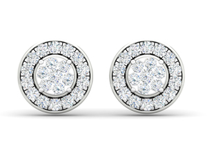 0.50 Ctw Real Diamond Cluster Stud <b>Earrings</b> 10K White Gold Screw <b>Back</b> | Round Halo Design Womens Elegant Fine Jewelry Gift - Product Image 2