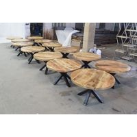Table basse ronde de style industriel moderne avec plateau en bois de manguier et pieds en fer vintage, meubles de salon pour la maison, le café, l'appartement