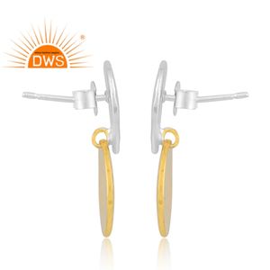 Pendientes colgantes de doble tono hechos a mano para mujer, joyería de moda, fabricante - Product Image 3