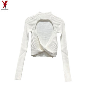 Factory custom sexy blank high collar ribbed long sleeve crop <b>top</b> women crop <b>top</b> 2021 - Product Image 5