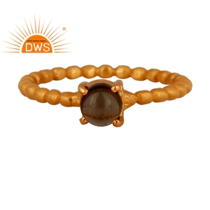 Handmade Smoky <b>Quartz</b> Bezel Setting Gemstone Stackable <b>Ring</b> 925 Sterling Silver 18k Gold Plated Party Jewelry - Product Image 1