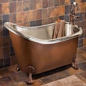 อ่างอาบน้ำทองแดงแบบตั้งได้อ่างอาบน้ำทรงรีอ่างน้ำร้อนสำหรับใช้ในห้องน้ำรองเท้าแตะคู่ดีไซน์ทันสมัย - Product Image 4