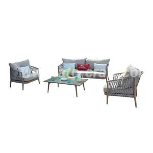 Rope aluminium weather proof factory design outdoor sofa furniture for garden Royal furniture sofa set