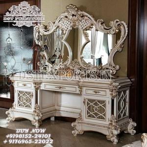 Juego de muebles de dormitorio tallados a mano de estilo europeo, tapicería de lujo, color plateado, diseño francés - Product Image 3