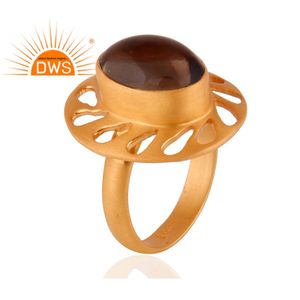 Natural Smoky Quartz Gemstone Cocktail <b>Ring</b> Jewelry Wholesaler Handmade Designer 925 <b>Silver</b> 18k Gold Plated <b>Statement</b> <b>Ring</b> - Product Image 2