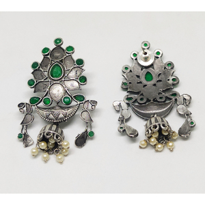 ต่างหู Jhumka ต่างหูหินทำด้วยมือเงินเหมือน - Product Image 2