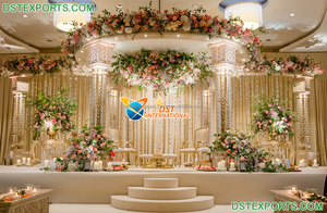 Ceremonia de boda india Estilo abierto Mandap Multicultural Boda Evento Decoración Mandap abierto Tallado dorado Boda abierta Mandap EE. UU. - Product Image 2