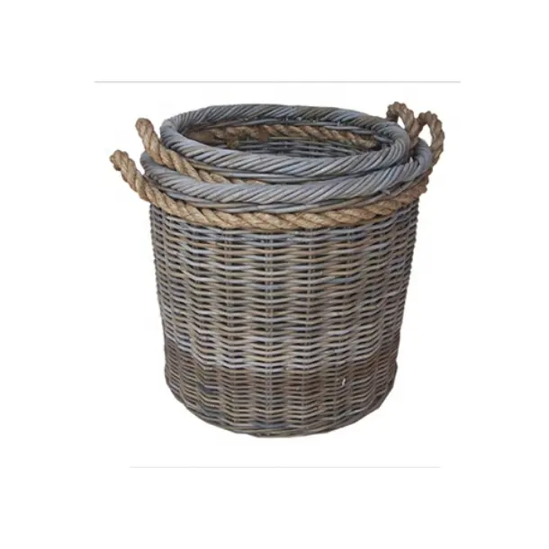 Panier de rangement en rotin naturel fait à la main de haute qualité indonésien avec corde design minimaliste élégant unique