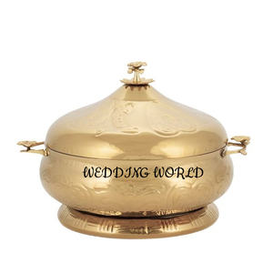 Casserole de luxe en métal à double paroi avec finition dorée Chauffe-plat en métal décoratif le plus vendu - Product Image 1